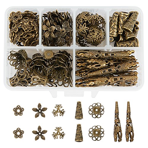 PandaHall Elite About 180 Pcs Tibetan Style Metal Flower Bead Caps...