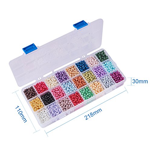 PH PandaHall 1 Box About 5520 pcs 24 Color 4mm Environmental Dye...