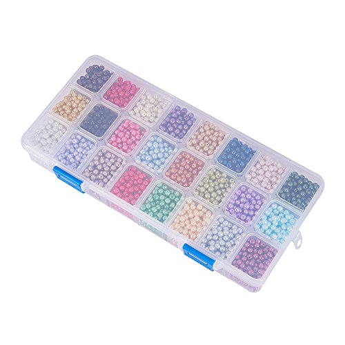 PH PandaHall 1 Box About 5520 pcs 24 Color 4mm Environmental Dye...