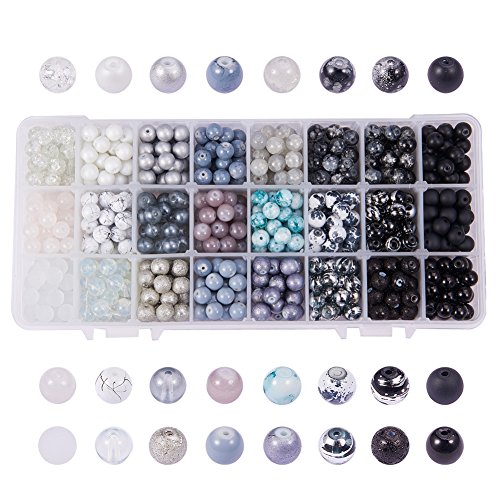 PH PandaHall 1 Box About 720 pcs 24 Color 8mm Round Mixed Style ...