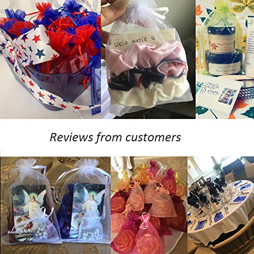 PH PandaHall 100 PCS 5x7 inch White Organza Drawstring Bags for We...