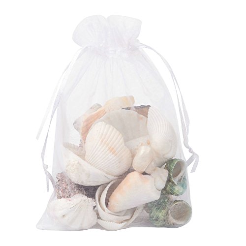 PH PandaHall 100 PCS 5x7 inch White Organza Drawstring Bags for We...