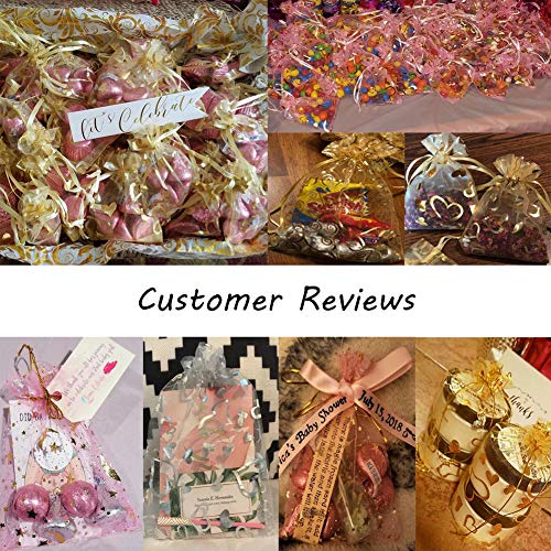 PH PandaHall 100pcs 5x7 Inches Heart Printed Goldenrod Organza Bag...