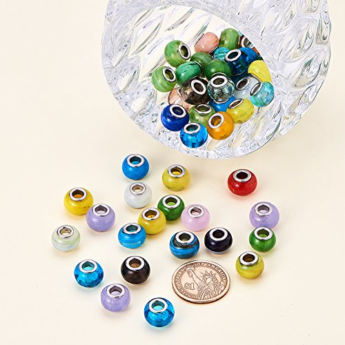 PH PandaHall 100pcs Lampwork Glass European Beads Mixed Color Hand...
