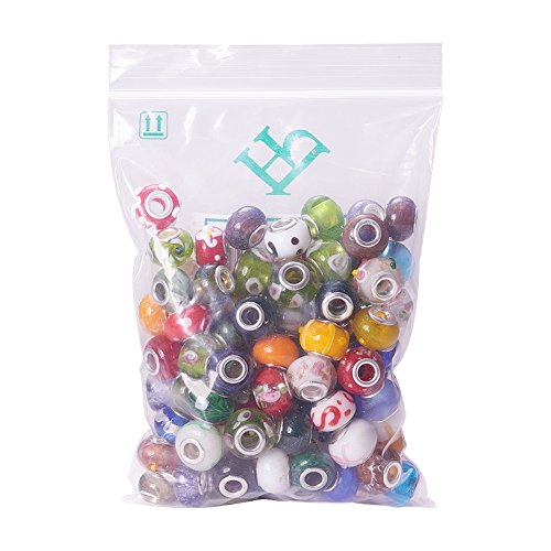 PH PandaHall 100pcs Lampwork Glass European Beads Mixed Color Hand...