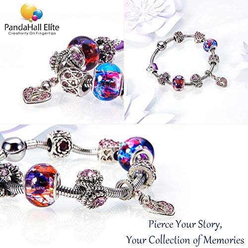 PH PandaHall 100pcs Lampwork Glass European Beads Mixed Color Hand...