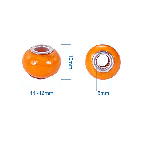 PH PandaHall 100pcs Lampwork Glass European Beads Mixed Color Hand...