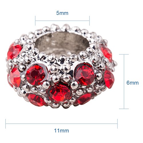 PH PandaHall 100PCS Mixed Color Alloy Rhinestone Large Hole Europe...