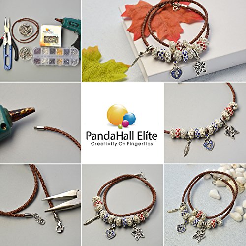PH PandaHall 100PCS Mixed Color Alloy Rhinestone Large Hole Europe...