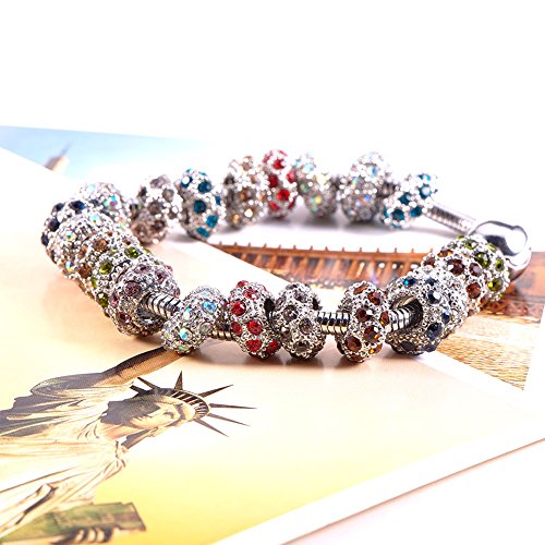 PH PandaHall 100PCS Mixed Color Alloy Rhinestone Large Hole Europe...