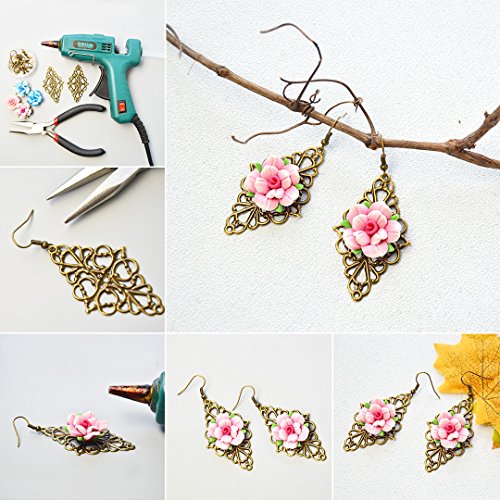 PH PandaHall 120pcs 19 Style Antique Bronze Nickel Free Iron Filig...