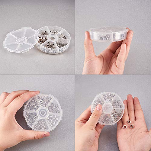 PH PandaHall 130pcs 6 Style Antique Silver Tibetan Alloy Column Sp...