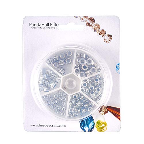 PH PandaHall 130pcs 6 Style Antique Silver Tibetan Alloy Column Sp...