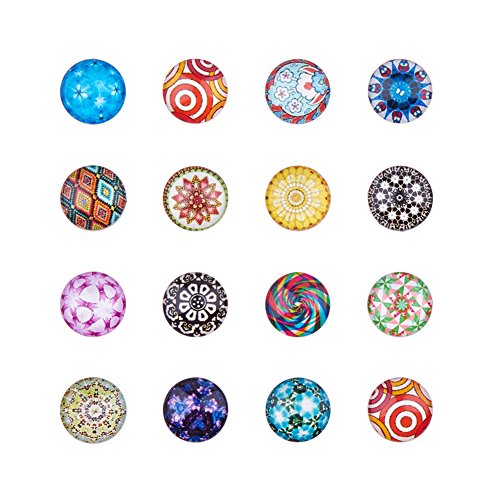 PH PandaHall 200pcs 12mm Mosaic Printed Glass Dome Cabochons Mixed...