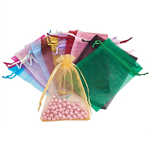 PH PandaHall 200pcs 4x6 Inches 20 Color Organza Gift Bags with Dra...