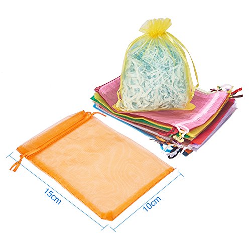 PH PandaHall 200pcs 4x6 Inches 20 Color Organza Gift Bags with Dra...