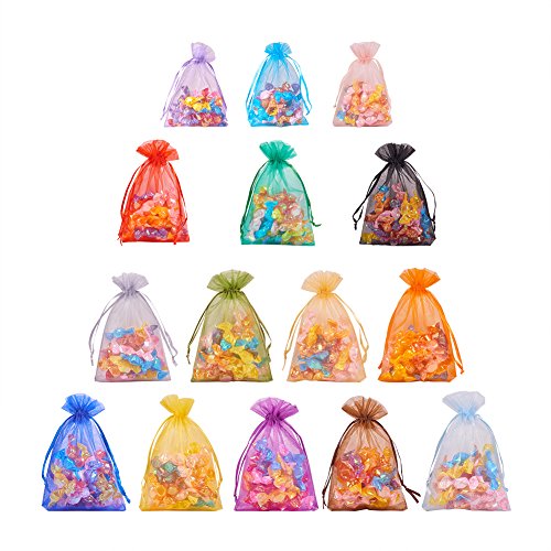PH PandaHall 200pcs 4x6 Inches 20 Color Organza Gift Bags with Dra...