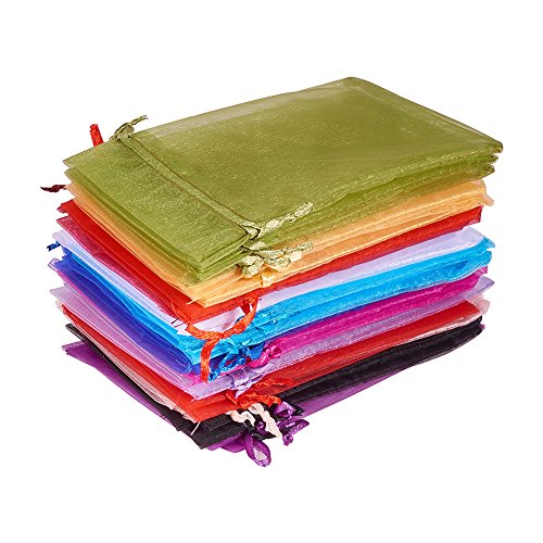 PH PandaHall 200pcs 4x6 Inches 20 Color Organza Gift Bags with Dra...