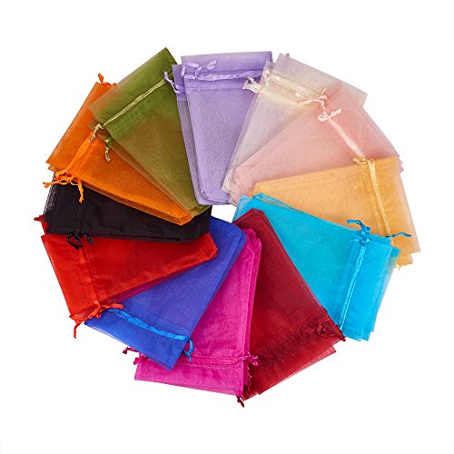 PH PandaHall 200pcs 4x6 Inches 20 Color Organza Gift Bags with Dra...