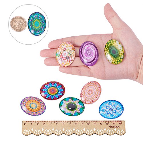 PH PandaHall 40PCS 40 x 30mm Oval Flatback Glass Dome Cabochons Ge...
