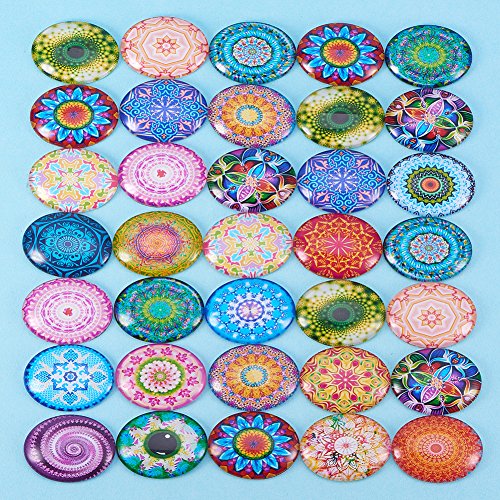 PH PandaHall 40PCS 40 x 30mm Oval Flatback Glass Dome Cabochons Ge...