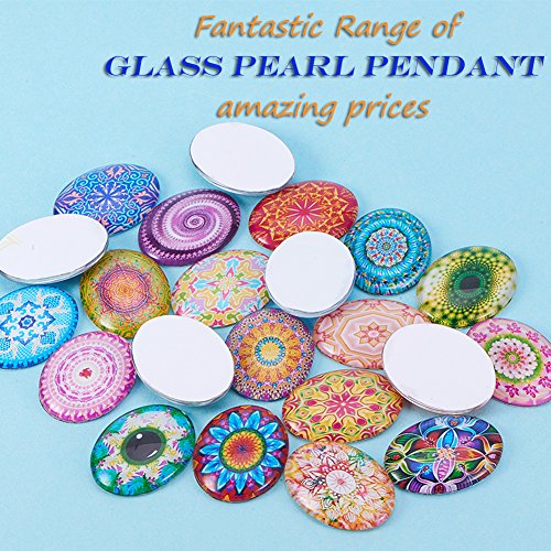 PH PandaHall 40PCS 40 x 30mm Oval Flatback Glass Dome Cabochons Ge...