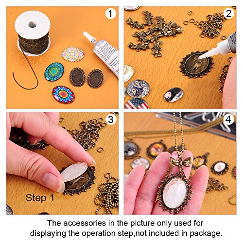 PH PandaHall 40PCS 40 x 30mm Oval Flatback Glass Dome Cabochons Ge...