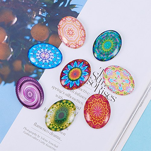 PH PandaHall 40PCS 40 x 30mm Oval Flatback Glass Dome Cabochons Ge...