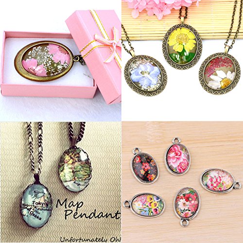 PH PandaHall 40PCS 40 x 30mm Oval Flatback Glass Dome Cabochons Ge...