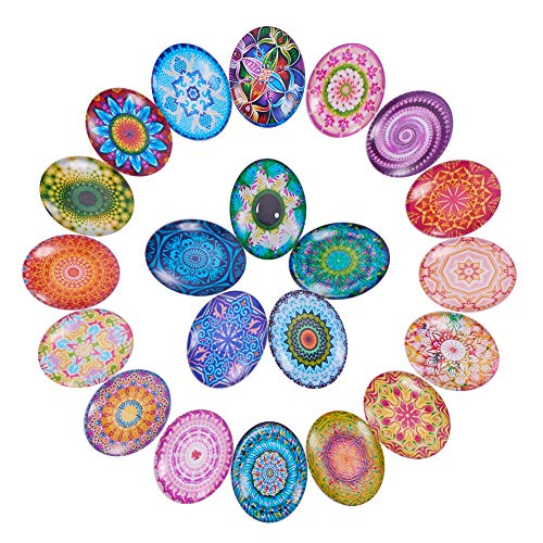 PH PandaHall 40PCS 40 x 30mm Oval Flatback Glass Dome Cabochons Ge...