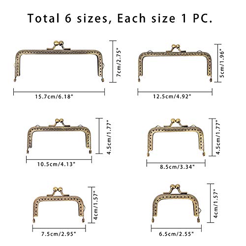 PH PandaHall 6 Size Metal Frame Kiss Clasp Lock for Purse Making M...