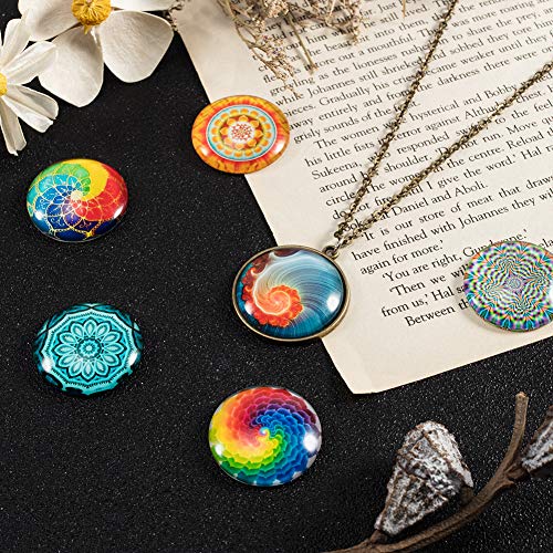 PH PandaHall 70pcs 70 Styles Swirl Glass Cabochons Colorful Rainbo...