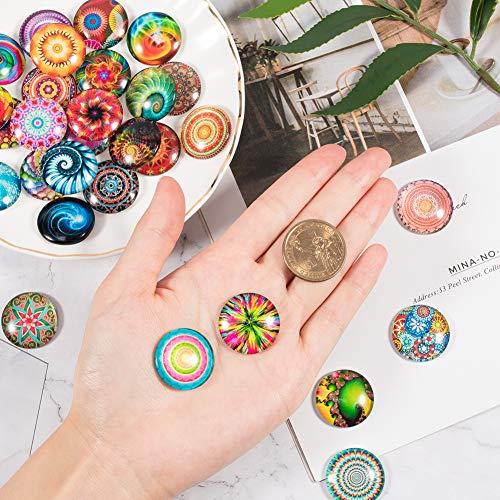 PH PandaHall 70pcs 70 Styles Swirl Glass Cabochons Colorful Rainbo...