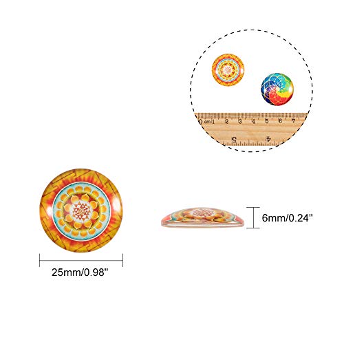 PH PandaHall 70pcs 70 Styles Swirl Glass Cabochons Colorful Rainbo...