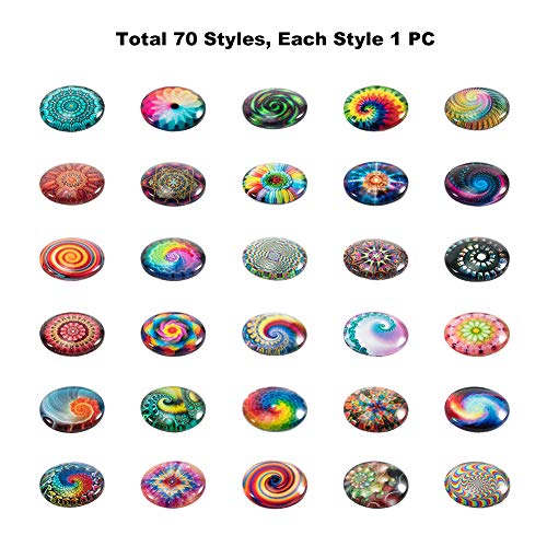 PH PandaHall 70pcs 70 Styles Swirl Glass Cabochons Colorful Rainbo...