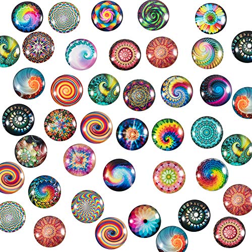 PH PandaHall 70pcs 70 Styles Swirl Glass Cabochons Colorful Rainbo...