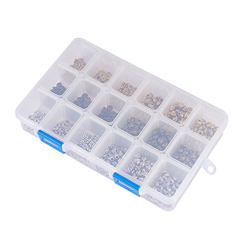 PH PandaHall 900pcs 6 Style Tibetan Spacer Beads, Gear Bicone Flow...