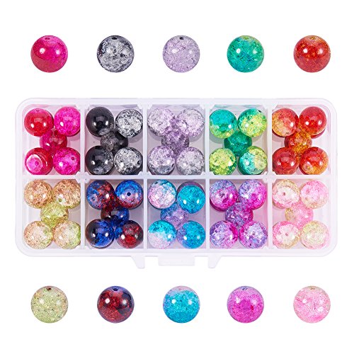 PH PandaHall 1 Box About 90 pcs 10 Color 12mm Handcrafted Crackl...