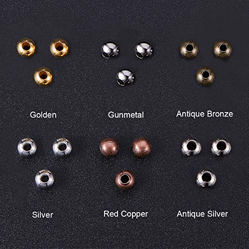 PH PandaHall Iron Round Spacer Beads, 420pcs 6 Colors 5mm Metal Sm...
