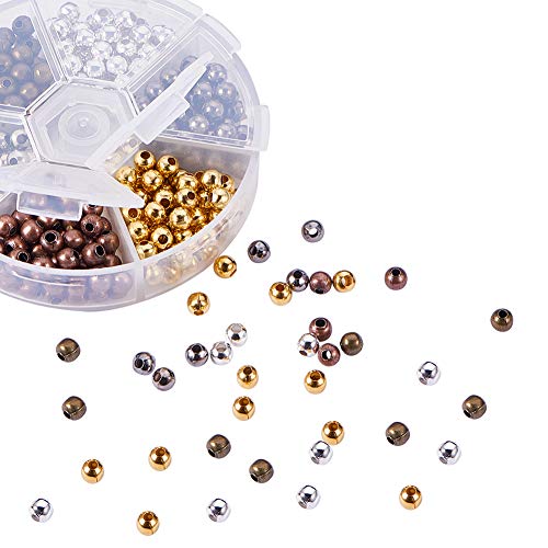 PH PandaHall Iron Round Spacer Beads, 420pcs 6 Colors 5mm Metal Sm...