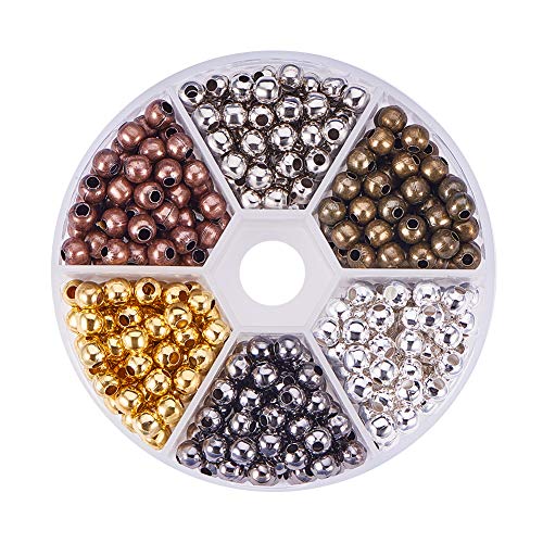 PH PandaHall Iron Round Spacer Beads, 420pcs 6 Colors 5mm Metal Sm...