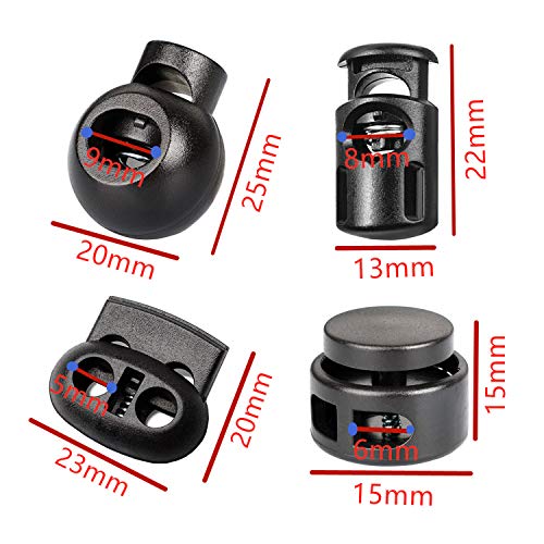 PHAETON 120PCS Black Professional DIY Plastic Spring Fastener Cord...