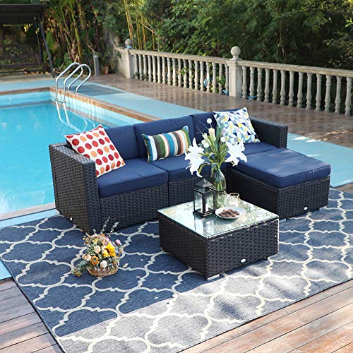 PHI VILLA Outdoor Rattan Sectional Sofa- Outdoor Patio Wicker Furn...