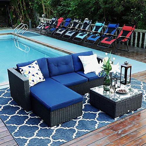 PHI VILLA Outdoor Rattan Sectional Sofa- Small Patio Wicker Furnit...