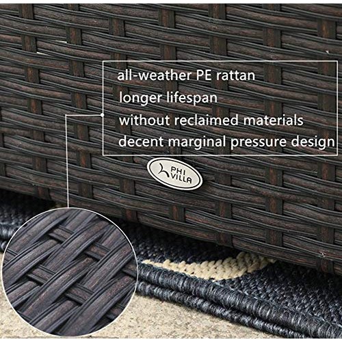PHI VILLA Outdoor Rattan Sectional Sofa- Small Patio Wicker Furnit...