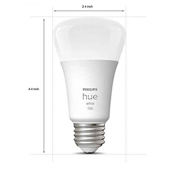 Philips Hue 476977 A19 Smart Light Bulb, 4 Pack, White, 4 Count