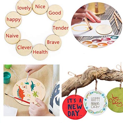 60 Pack 4 Inch Wood Circles for Crafts Unfinished Wood Rounds Wood...