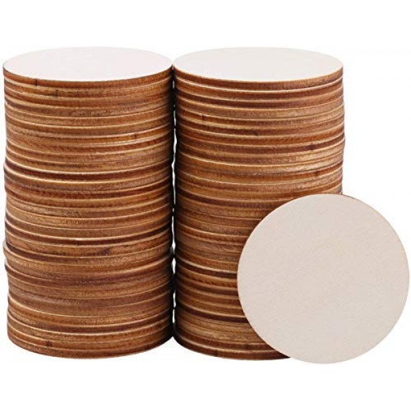 60 Pack 4 Inch Wood Circles for Crafts Unfinished Wood Rounds Wood...