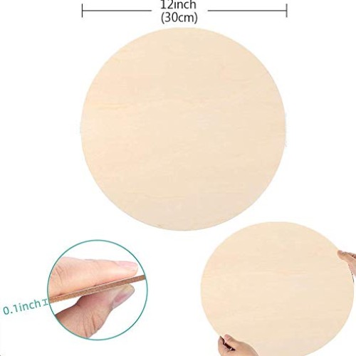 Wood Circles for Crafts, 6 Pack 12 Inch Unfinished Wood Rounds Woo...