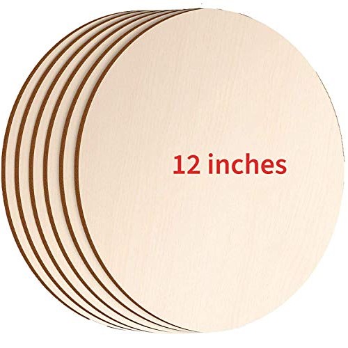 Wood Circles for Crafts, 6 Pack 12 Inch Unfinished Wood Rounds Woo...